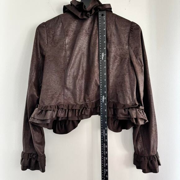 Vintage faux lather ruffle jacket - Picture 5 of 6